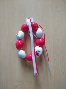 KUKUI NUT BRACELET RED/WHITE