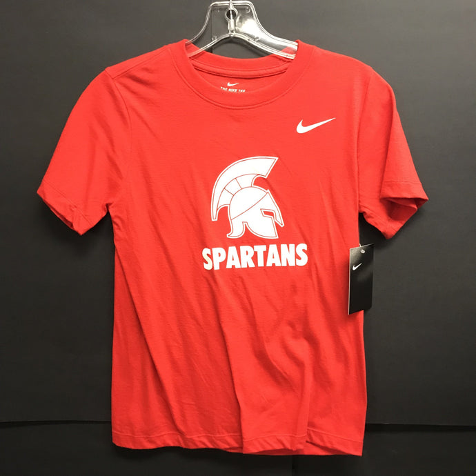 NIKE YOUTH SS TEE RED W/ WHITE SPARTAN